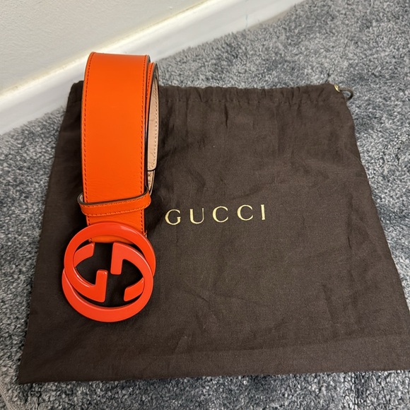 Authentic Gucci Interlocking GG logo Orange leather 100/40 - Picture 7 of 8